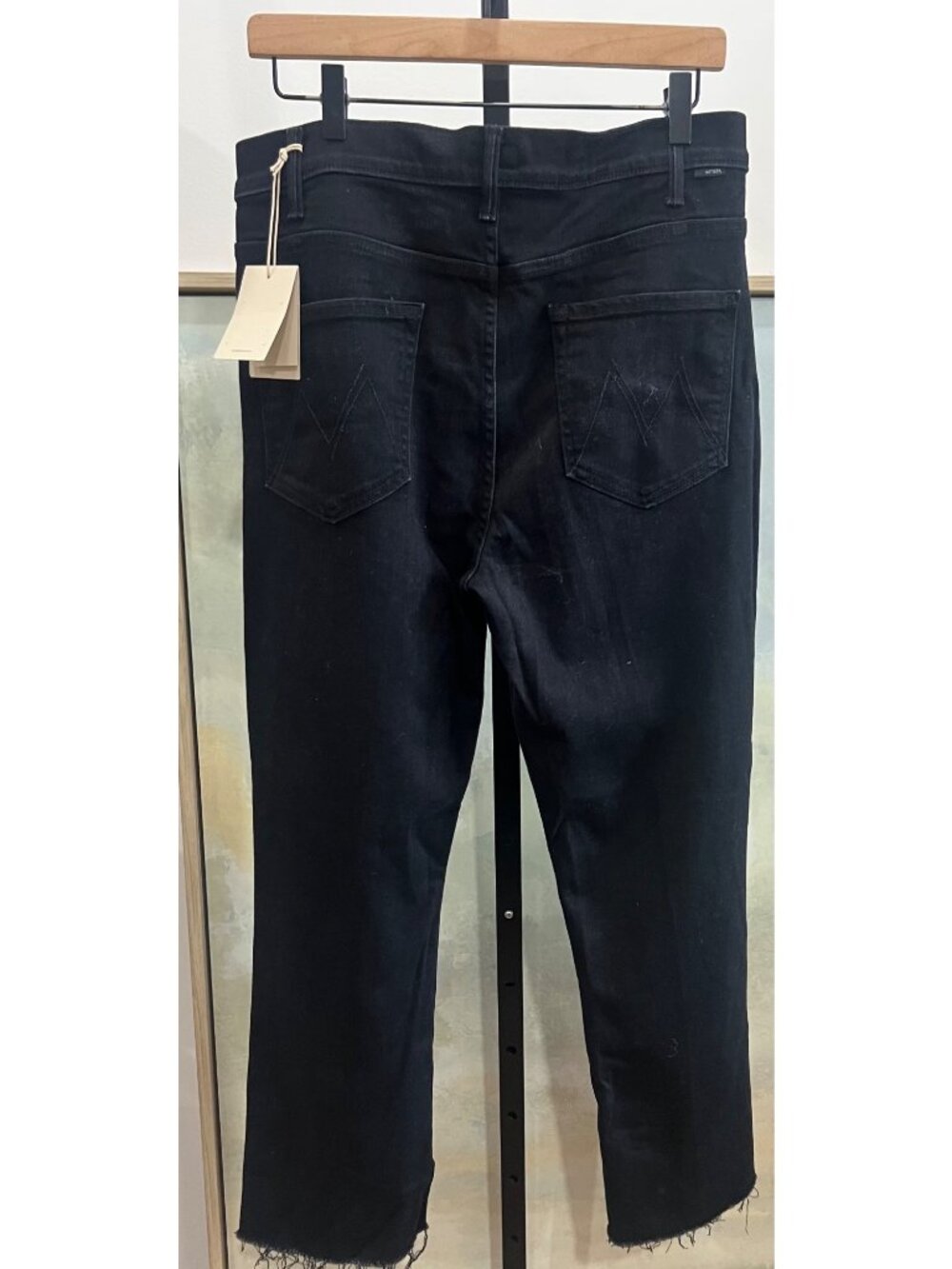 MOTHER Denim The Hustler Ankle Fray Jeans Size 33 Encounters at Night Black - Picture 6 of 7